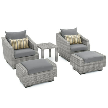 Charcoal Grey 16 x 26.5 x 20 RST Brands Astoria Club Ottomans with Cushions 